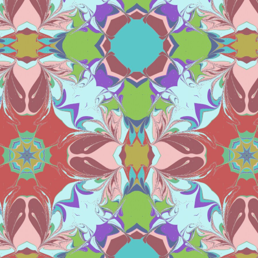 Tiled İznik-coloured marbling pattern, made in Ebru