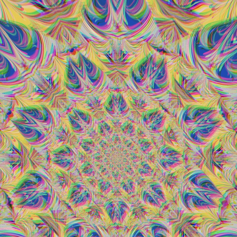 Iridescent marbling with procedural ridges, made in Ebru
